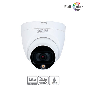 Cámara  Domo HDCVI Dahua® 2MP 2.8mm LED20 IP67 FullColor - DH-HAC-HDW1209TLQN-LED